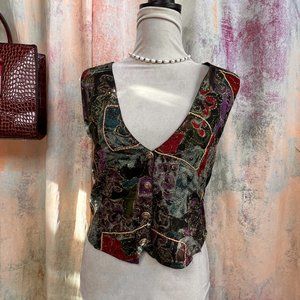 VTG 📌Jane Ashley Figure Hugging 3 Button Vest with Gold Accents